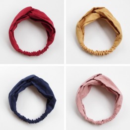  New Hair Bands Fashion  Accessories  Spring Suede Soft Solid  Color Headbands Vintage Cross Knot Elastic Hairbands 