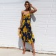  Fun Summer Dress Boho Pockets Sleeveless Sunflower Pleated Backless 