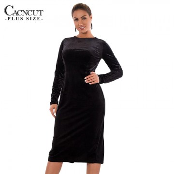 Stylish Women  In Fashion Winter Elegant Velvet Dresses Plus Size Autumn Long Sleeve Party  Bandage Dress32885864226
