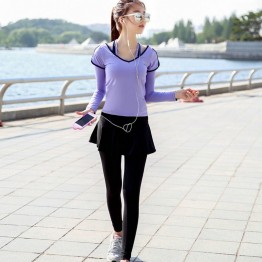 Compression Women Yoga Pants Sports Workout Tights Fitness Running leggins Jogging Trousers Gym Slim Pants Leggings with Skirt