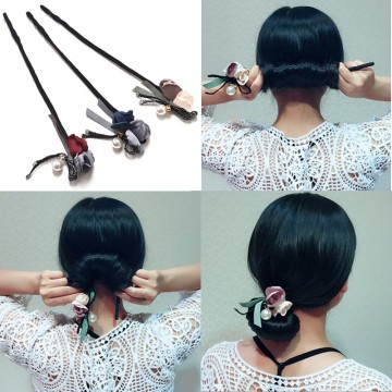 Hair Accessories Magic Bun Maker Pearl Flower  Quick  DIY Messy Hairstyle  Fix32834284170
