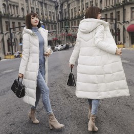 M-6XL New Winter Jacket Female Parka Coat Feminina Pockets Long Down Jacket Plus Size Solid Long Hooded Down Coat Jacket Women