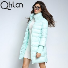 QHLCN 2018 winter duck down jacket women long coat parkas thickening Female Warm Clothes Rabbit fur collar High Quality