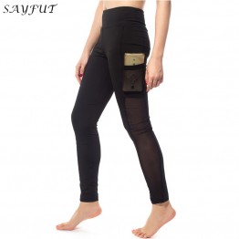 SAYFUT Women Fashion Legging Mesh leggins Slim High Waist Leggings Woman Pants High Elasticity Trouser Pants for Ladies