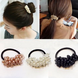  Pearls Beads Headbands Ponytail Holder Girls Scrunchies Vintage Elastic  Headdress