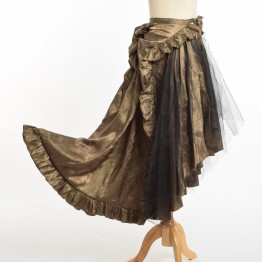 Women Steampunk Victorian Goth Chartreuse Flounce Bustle Sarong Skirt (Can be weared as Cape Top)