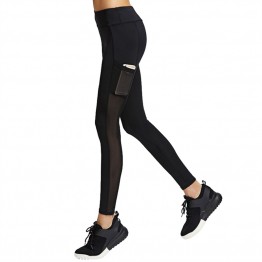 Women Yoga Pants Quick Dry pockets mesh Splice Stripe Waist Elastic Sexy stretch Skinny Trousers Workout Fitness Sports Leggings
