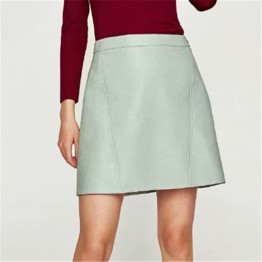 winter high waist Skrit PU faux leather women skirt pink yellow black green blue zipper mini skirt women ship from U.S.